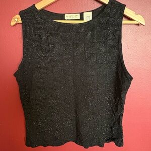 Apostrophe Black Sleeveless Top Vtg Made in USA